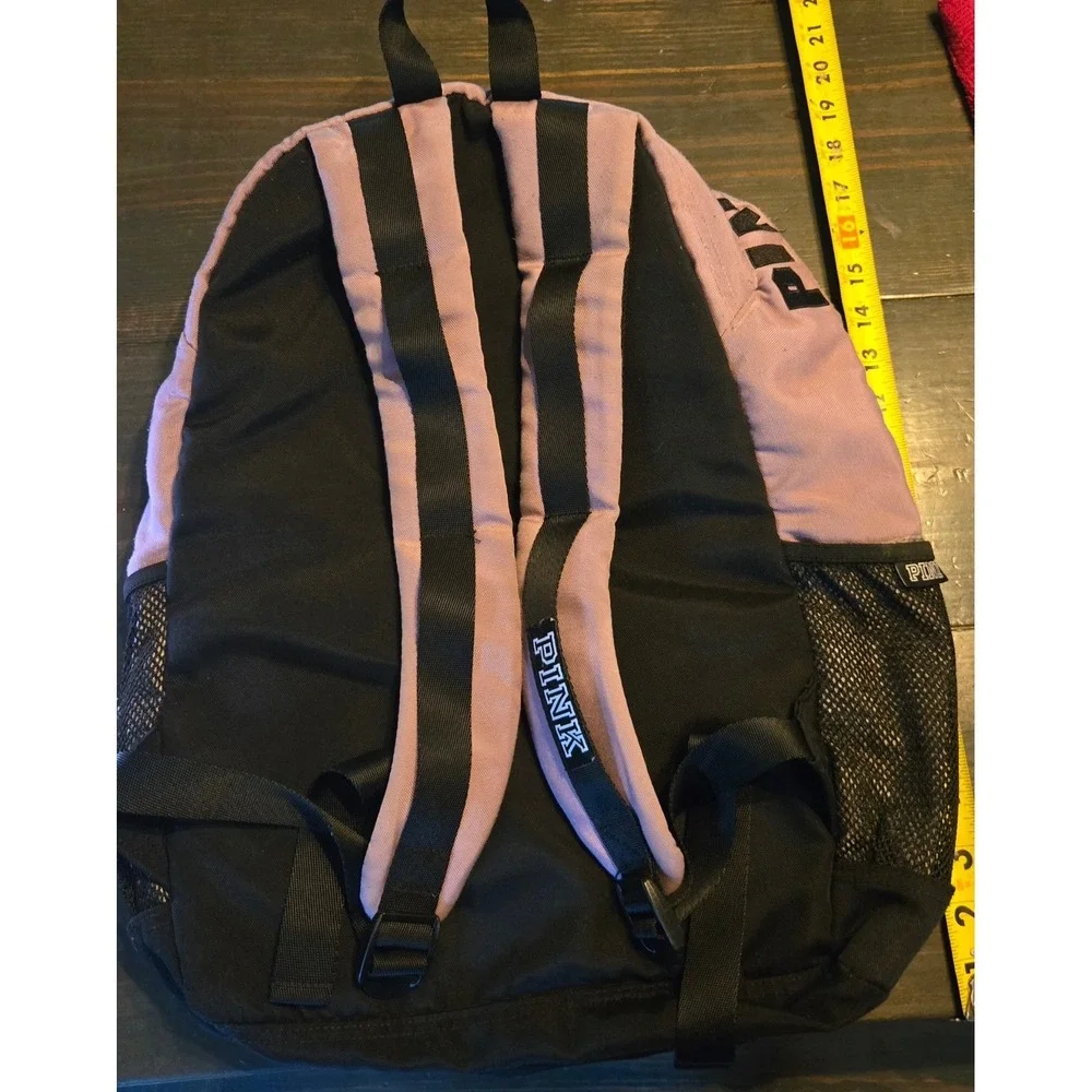 PINK Victoria's Secret Collegiate Backpack Book Bag Pink Gray Black School - Picture 3 of 9